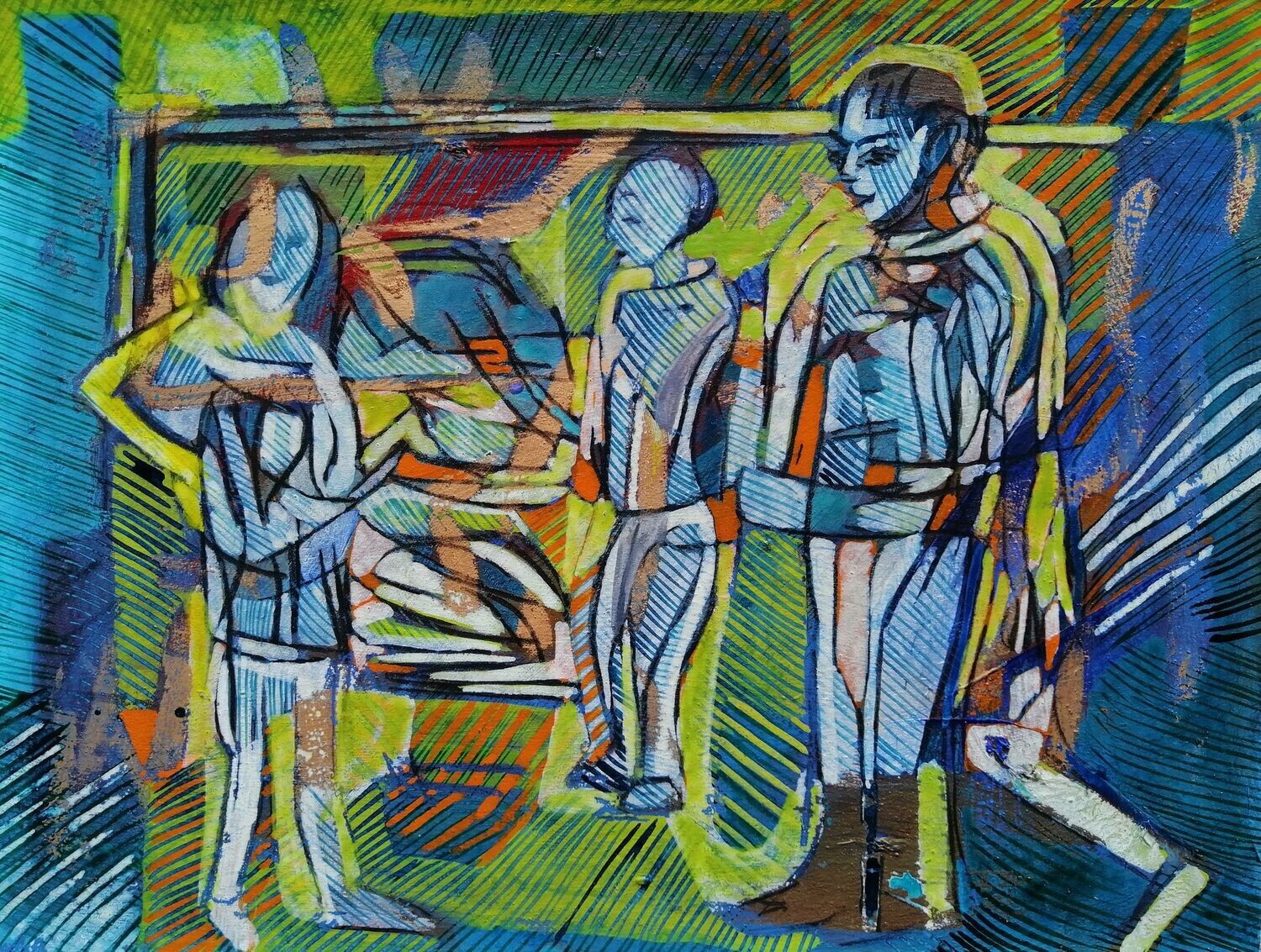 Acrylic on paper and their collage on canvas with wooden frame // Size: ca..30 x 40 x 4 cm