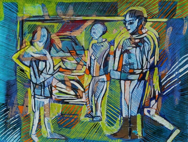 Acrylic on paper and their collage on canvas with wooden frame // Size: ca..30 x 40 x 4 cm Acrylic on paper and their collage on canvas with wooden frame // Size: ca..30 x 40 x 4 cm