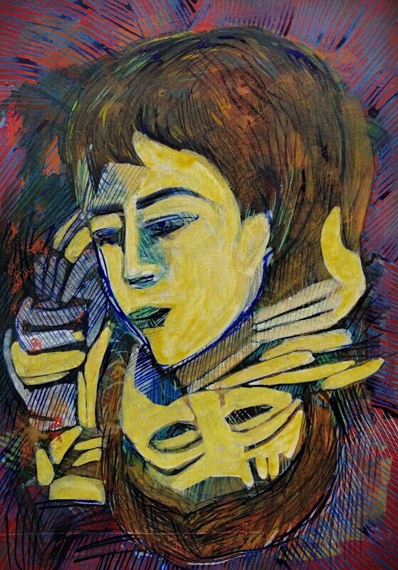 Acrylic on paper and their collage on canvas with wooden frame // Size: ca..30 x 40 x 4 cm Acrylic on paper and their collage on canvas with wooden frame // Size: ca..30 x 40 x 4 cm