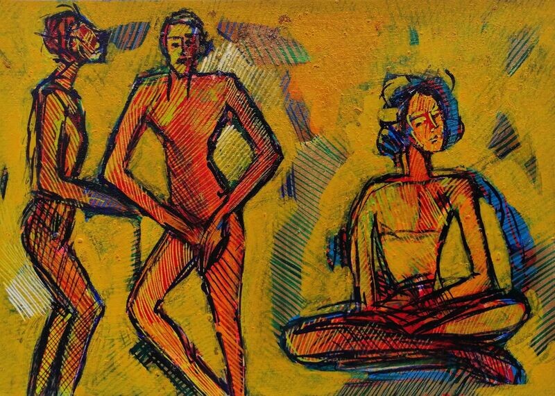 Acrylic on paper and their collage on canvas with wooden frame // Size: ca..30 x 40 x 4 cm Acrylic on paper and their collage on canvas with wooden frame // Size: ca..30 x 40 x 4 cm