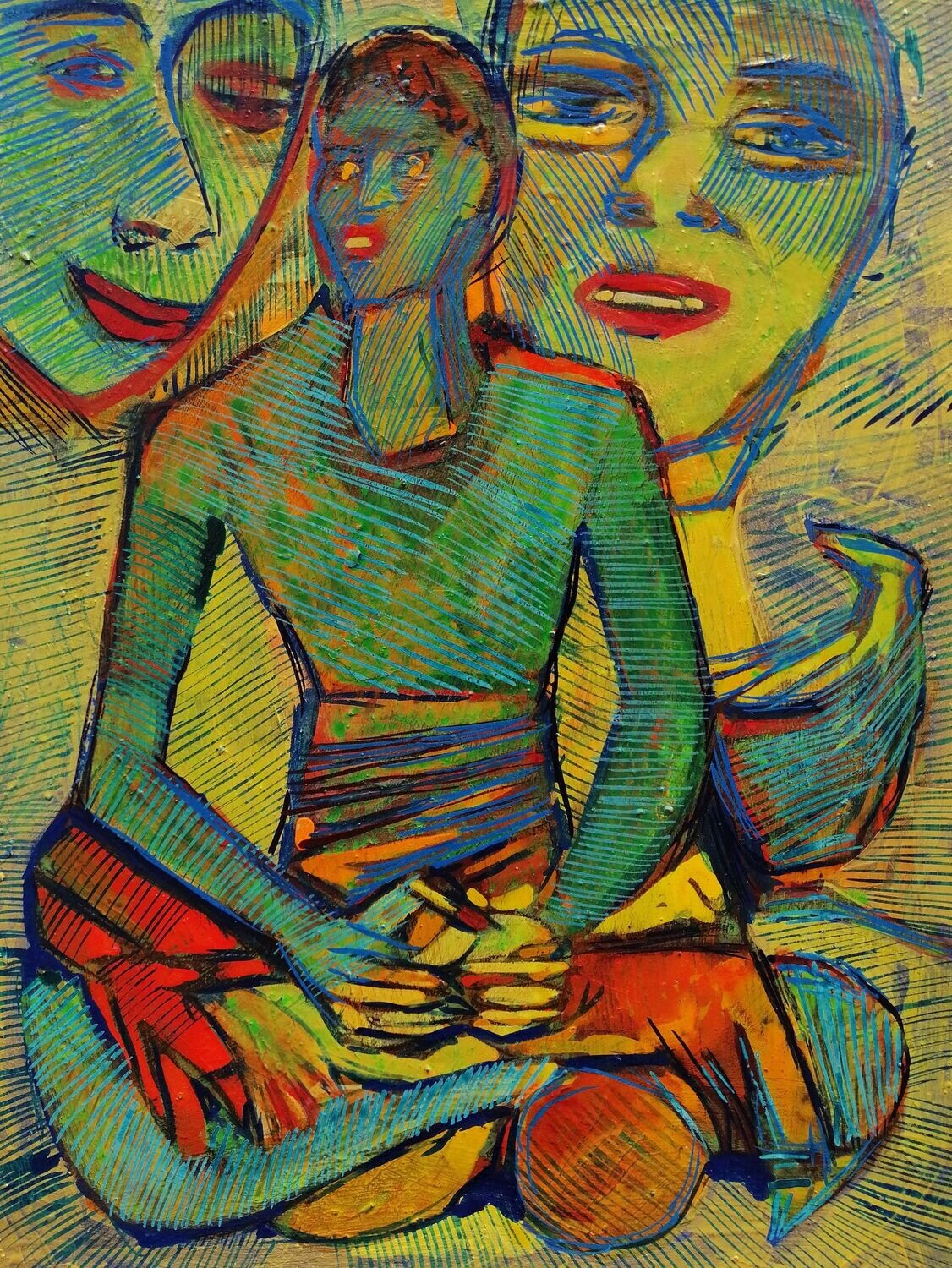 Acrylic on paper and their collage on canvas with wooden frame // Size: ca..30 x 40 x 4 cm