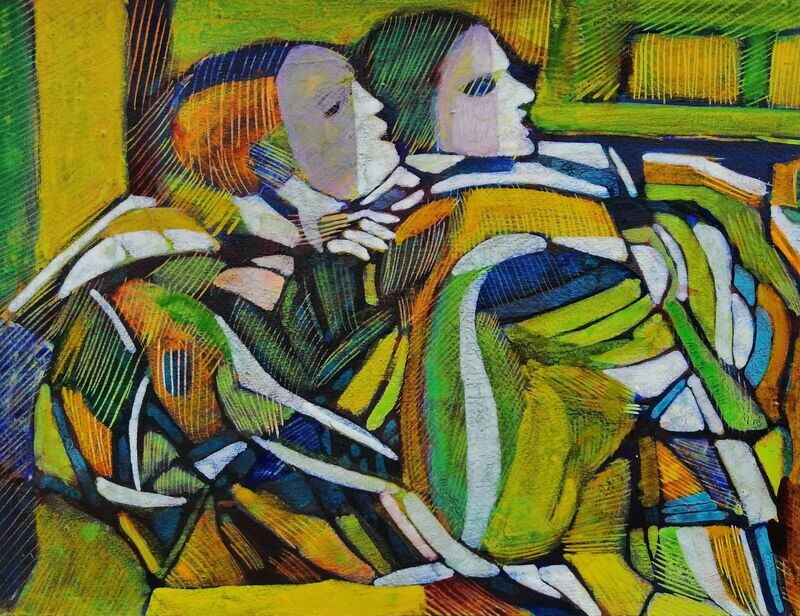 Acrylic on paper and their collage on canvas with wooden frame // Size: ca..30 x 40 x 4 cm Acrylic on paper and their collage on canvas with wooden frame // Size: ca..30 x 40 x 4 cm