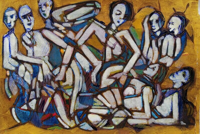 Acrylic on paper and their collage on canvas with wooden frame // Size: ca..30 x 40 x 4 cm Acrylic on paper and their collage on canvas with wooden frame // Size: ca..30 x 40 x 4 cm