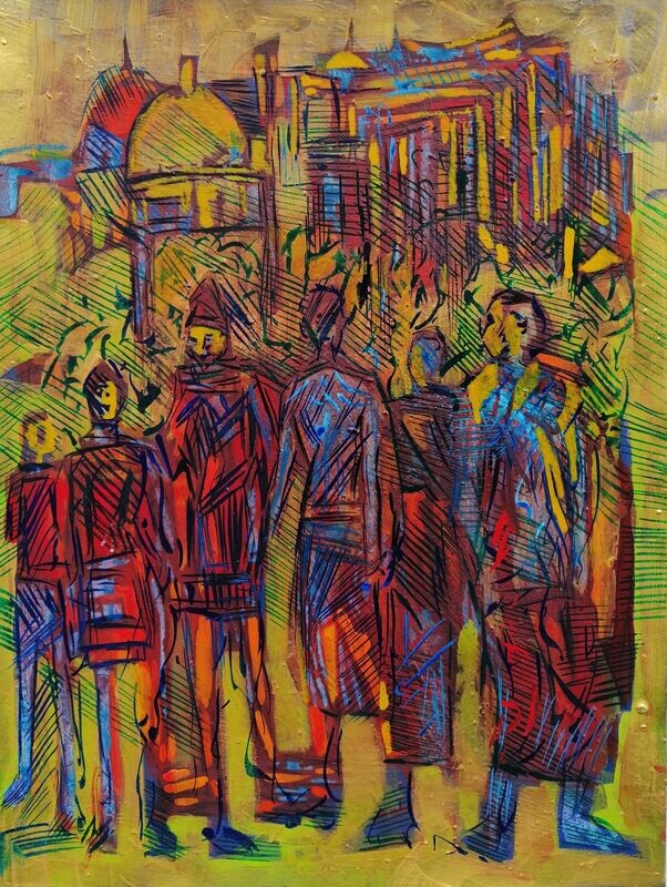 Acrylic on paper and their collage on canvas with wooden frame // Size: ca..30 x 40 x 4 cm Acrylic on paper and their collage on canvas with wooden frame // Size: ca..30 x 40 x 4 cm