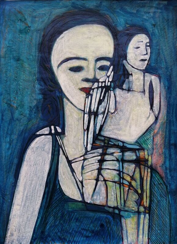 Acrylic on paper and their collage on canvas with wooden frame // Size: ca..30 x 40 x 4 cm Acrylic on paper and their collage on canvas with wooden frame // Size: ca..30 x 40 x 4 cm