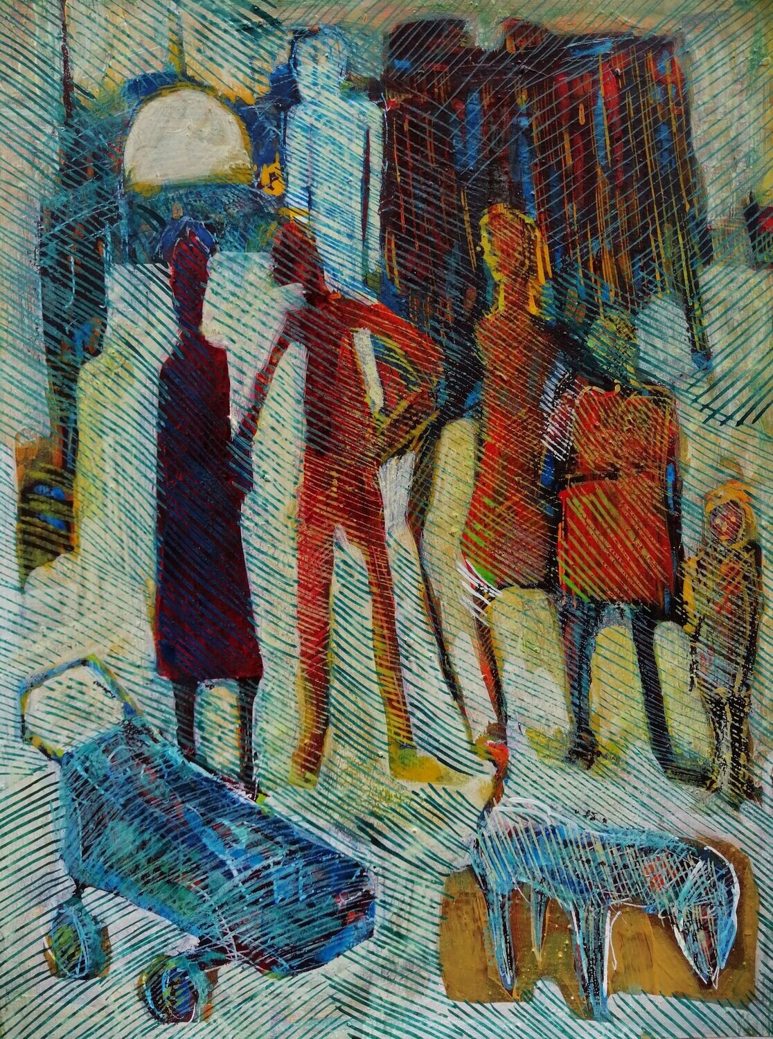 Acrylic on paper and their collage on canvas with wooden frame // Size: ca..30 x 40 x 4 cm