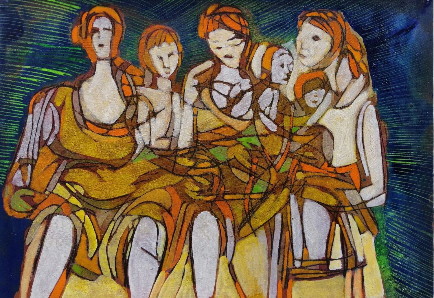 Acrylic on paper and their collage on canvas with wooden frame // Size: ca..30 x 40 x 4 cm
