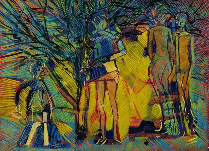 Acrylic on paper and their collage on canvas with wooden frame // Size: ca..30 x 40 x 4 cm Acrylic on paper and their collage on canvas with wooden frame // Size: ca..30 x 40 x 4 cm