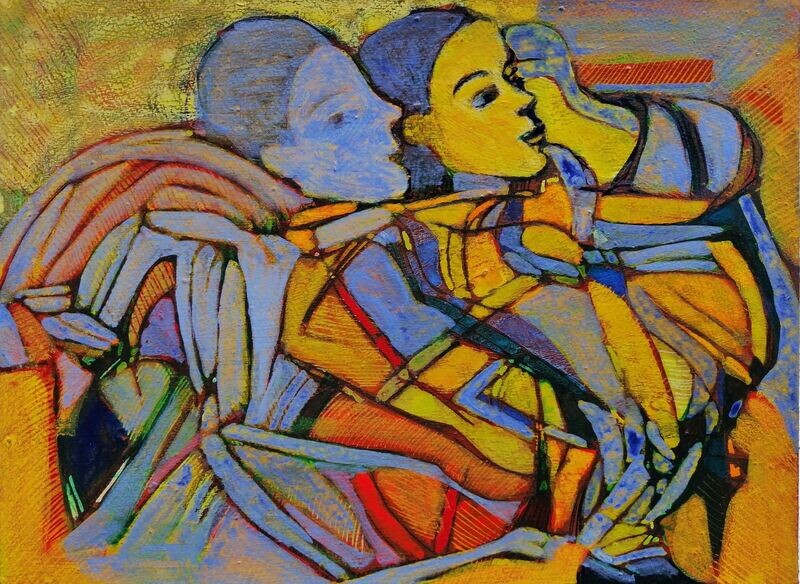 Acrylic on paper and their collage on canvas with wooden frame // Size: ca..30 x 40 x 4 cm Acrylic on paper and their collage on canvas with wooden frame // Size: ca..30 x 40 x 4 cm