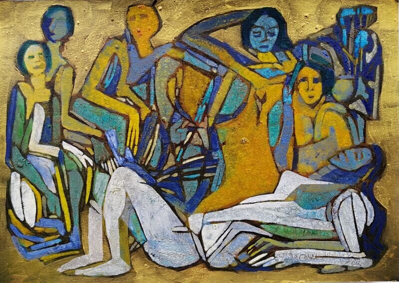 Acrylic on paper and their collage on canvas with wooden frame // Size: ca..30 x 40 x 4 cm Acrylic on paper and their collage on canvas with wooden frame // Size: ca..30 x 40 x 4 cm