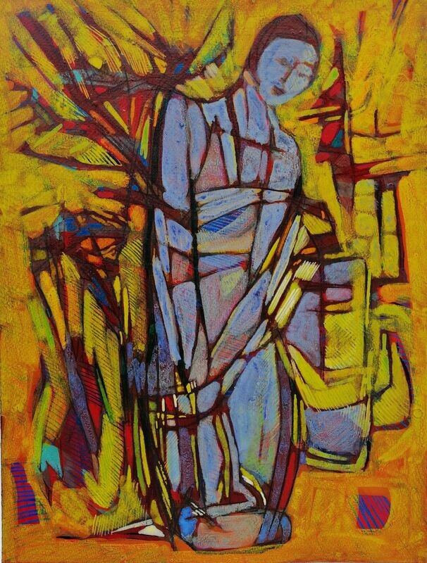 Acrylic on paper and their collage on canvas with wooden frame // Size: ca..30 x 40 x 4 cm Acrylic on paper and their collage on canvas with wooden frame // Size: ca..30 x 40 x 4 cm