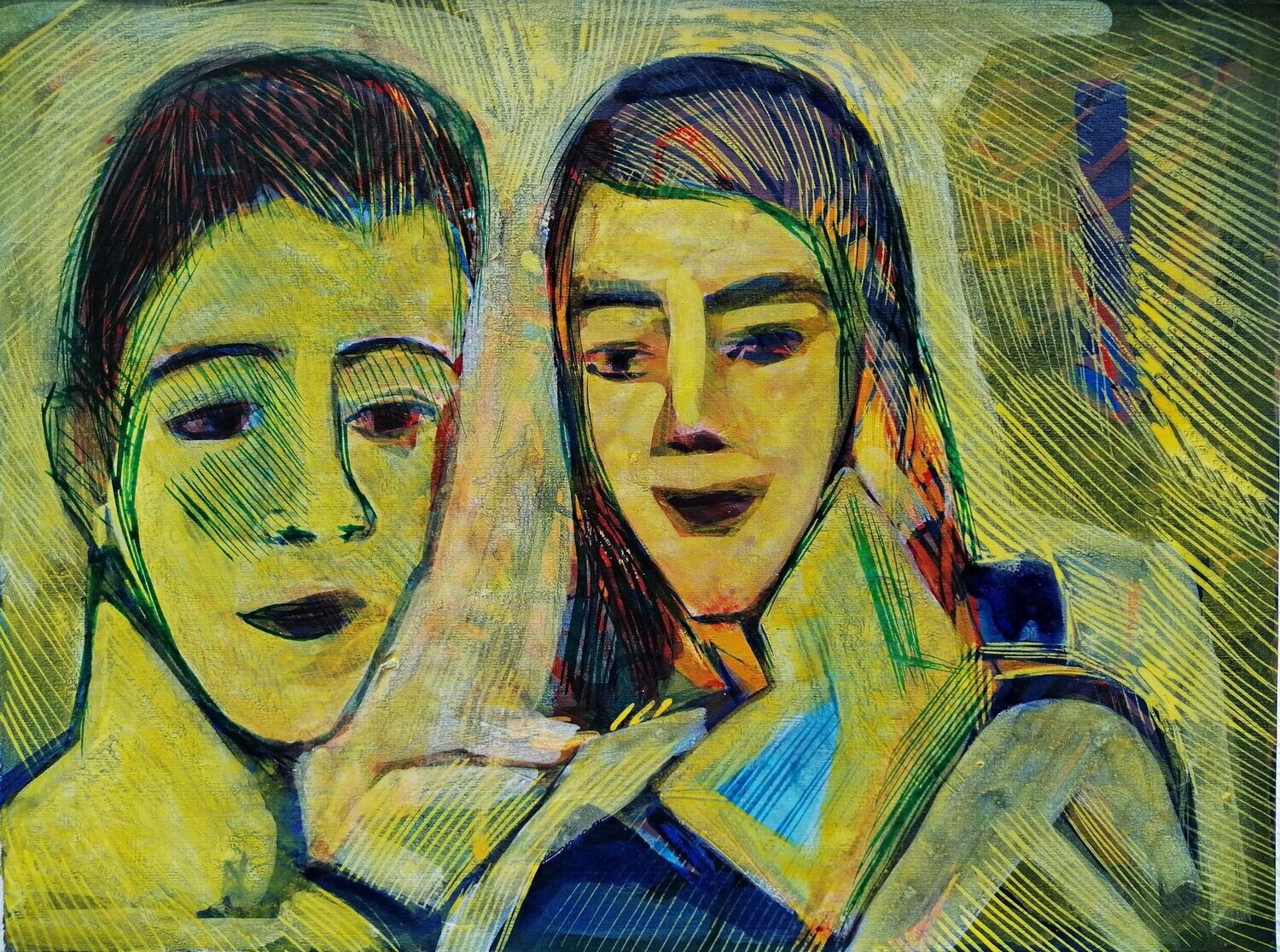 Acrylic on paper and their collage on canvas with wooden frame // Size: ca..30 x 40 x 4 cm