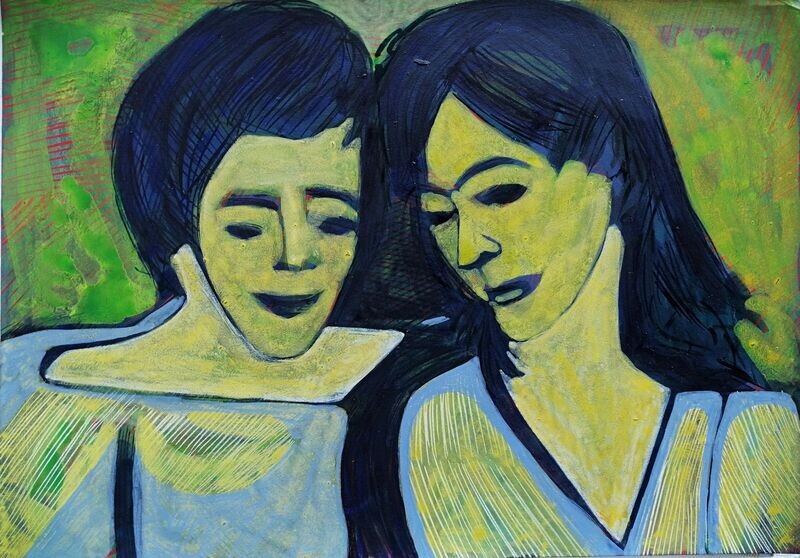 Acrylic on paper and their collage on canvas with wooden frame // Size: ca..30 x 40 x 4 cm Acrylic on paper and their collage on canvas with wooden frame // Size: ca..30 x 40 x 4 cm