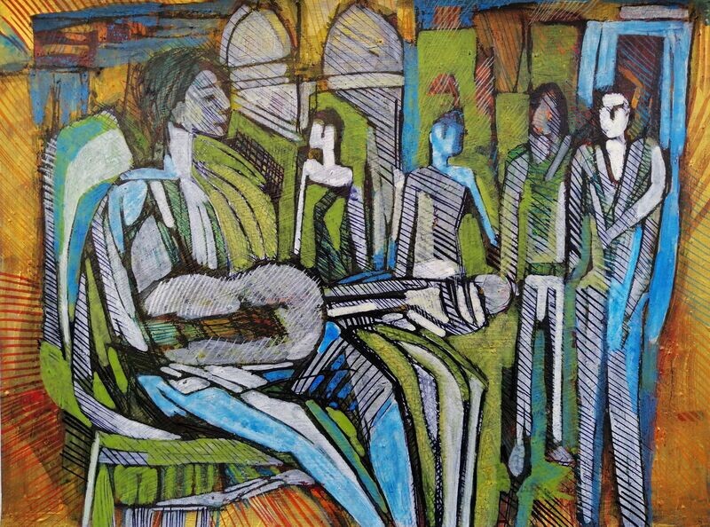 Acrylic on paper and their collage on canvas with wooden frame // Size: ca..30 x 40 x 4 cm Acrylic on paper and their collage on canvas with wooden frame // Size: ca..30 x 40 x 4 cm