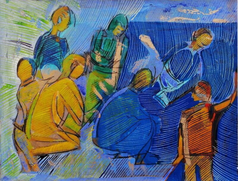 Acrylic on paper and their collage on canvas with wooden frame // Size: ca..30 x 40 x 4 cm Acrylic on paper and their collage on canvas with wooden frame // Size: ca..30 x 40 x 4 cm