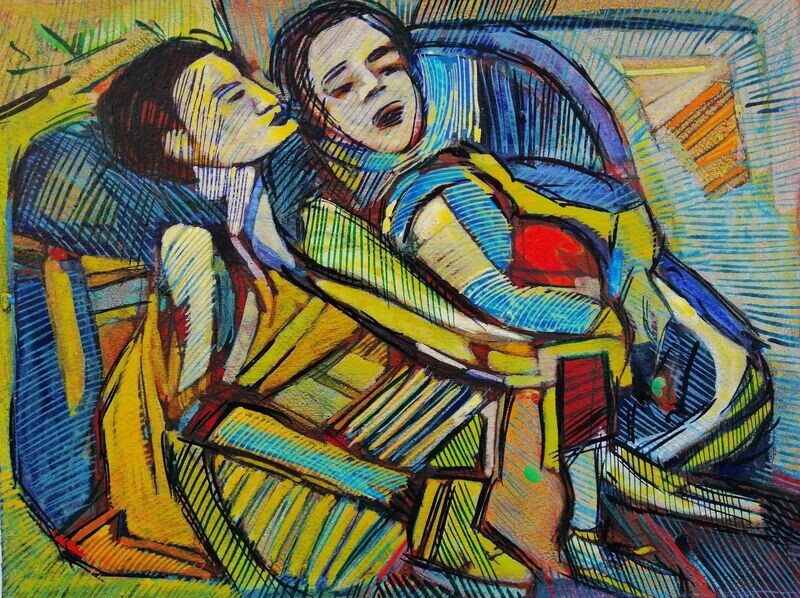 Acrylic on paper and their collage on canvas with wooden frame // Size: ca..30 x 40 x 4 cm Acrylic on paper and their collage on canvas with wooden frame // Size: ca..30 x 40 x 4 cm