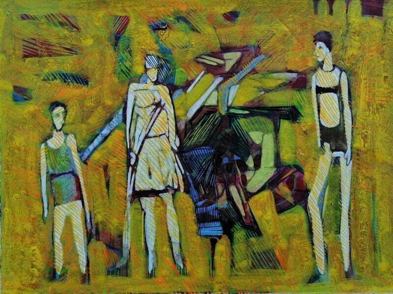 Acrylic on paper and their collage on canvas with wooden frame // Size: ca..30 x 40 x 4 cm Acrylic on paper and their collage on canvas with wooden frame // Size: ca..30 x 40 x 4 cm