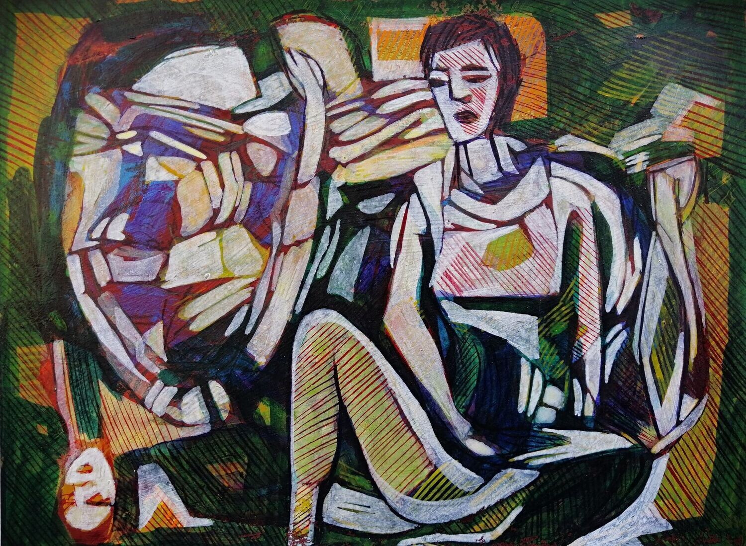 Acrylic on paper and canvas, collage on wooden frame, // Size: x 30 x 40 x 4 cm