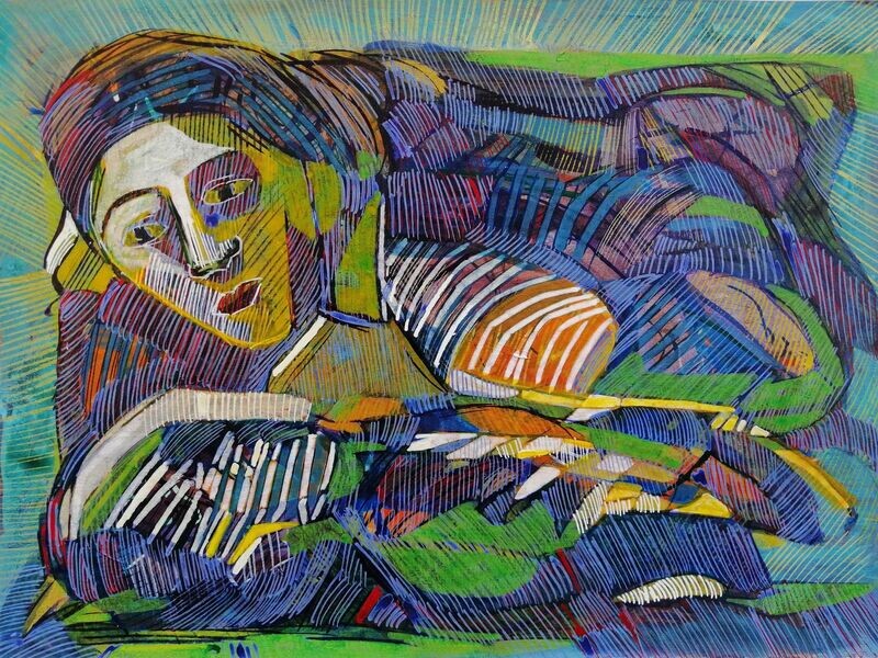 Acrylic on paper and their collage on canvas with wooden frame // Size: ca..30 x 40 x 4 cm Acrylic on paper and their collage on canvas with wooden frame // Size: ca..30 x 40 x 4 cm