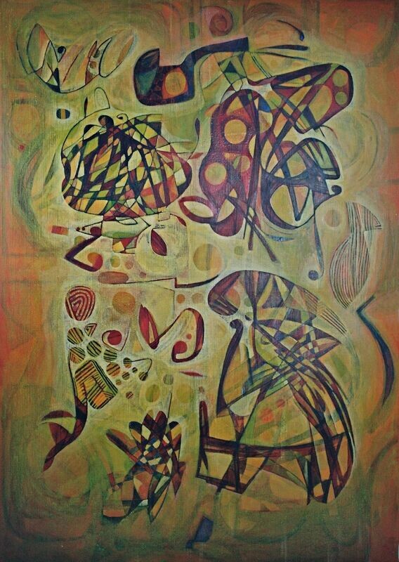 Collage, original / print on handmade paper with acrylic on canvas // Size: ca. , 47 X 61 CM Collage, original / print on handmade paper with acrylic on canvas // Size: ca. , 47 X 61 CM