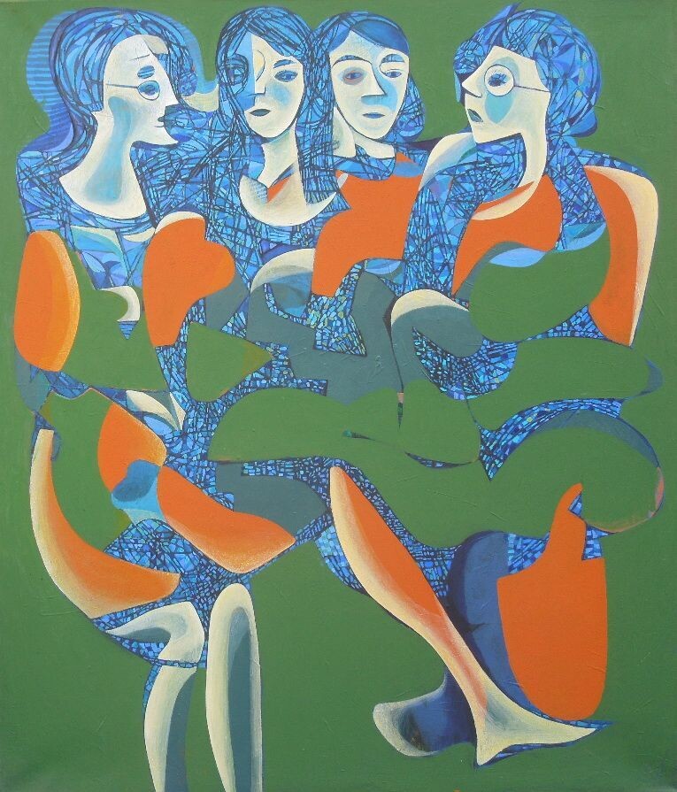 Collage, original / print on handmade paper with acrylic on canvas / original signature of the artist on the back of the work  // Size : ca. 47 x 61 x 4 cm