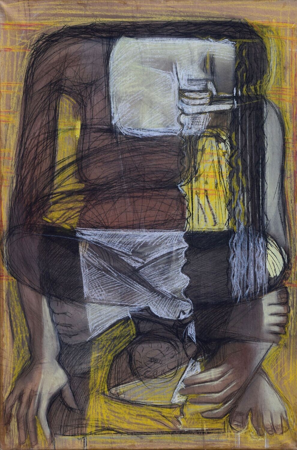 Collage, original / print on handmade paper with pastel on canvas / original signature of the artist on the back of the work   // Size : ca. 47 x 61 x 4 cm