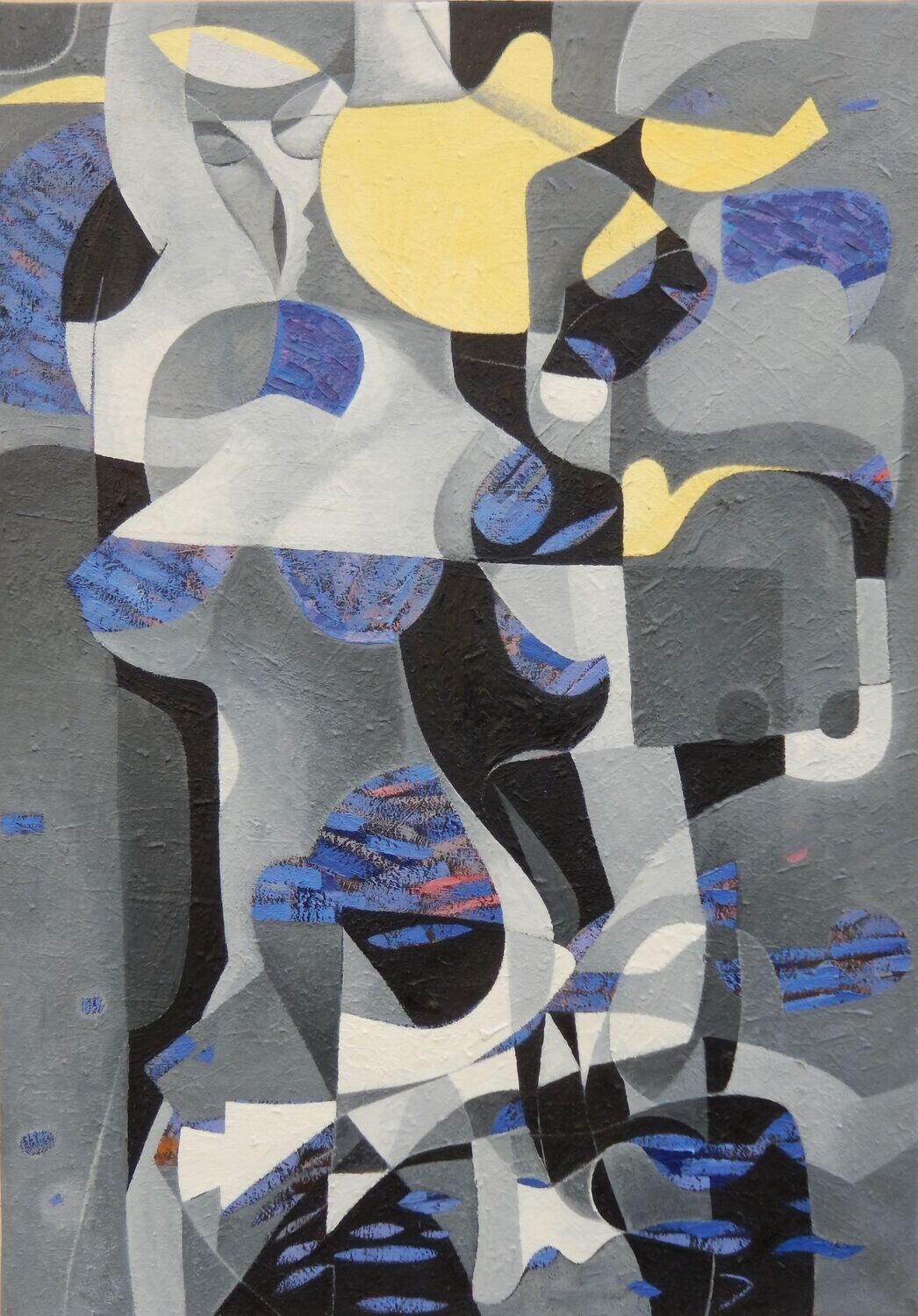 Collage, original / print on handmade paper with acrylic on canvas / original signature of the artist on the back of the work  // Size : ca. 47 x 61 x 4 cm