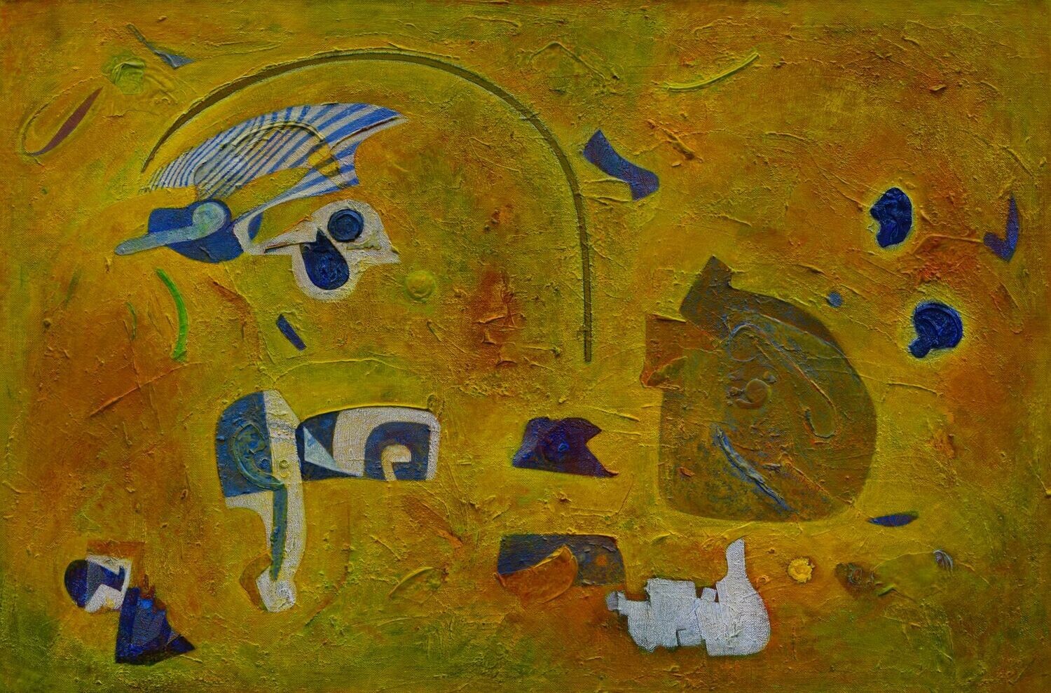 Collage, original / print on handmade paper with acrylic on canvas / original signature of the artist on the back of the work  // Size : ca. 47 x 61 x 4 cm