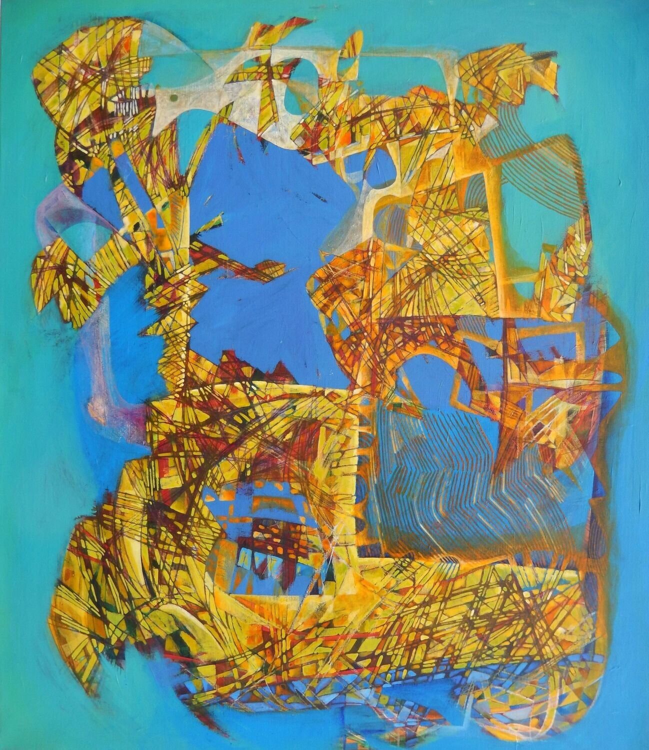 Collage, original / print on handmade paper with acrylic on canvas / original signature of the artist on the back of the work  // Size : ca. 47 x 61 x 4 cm