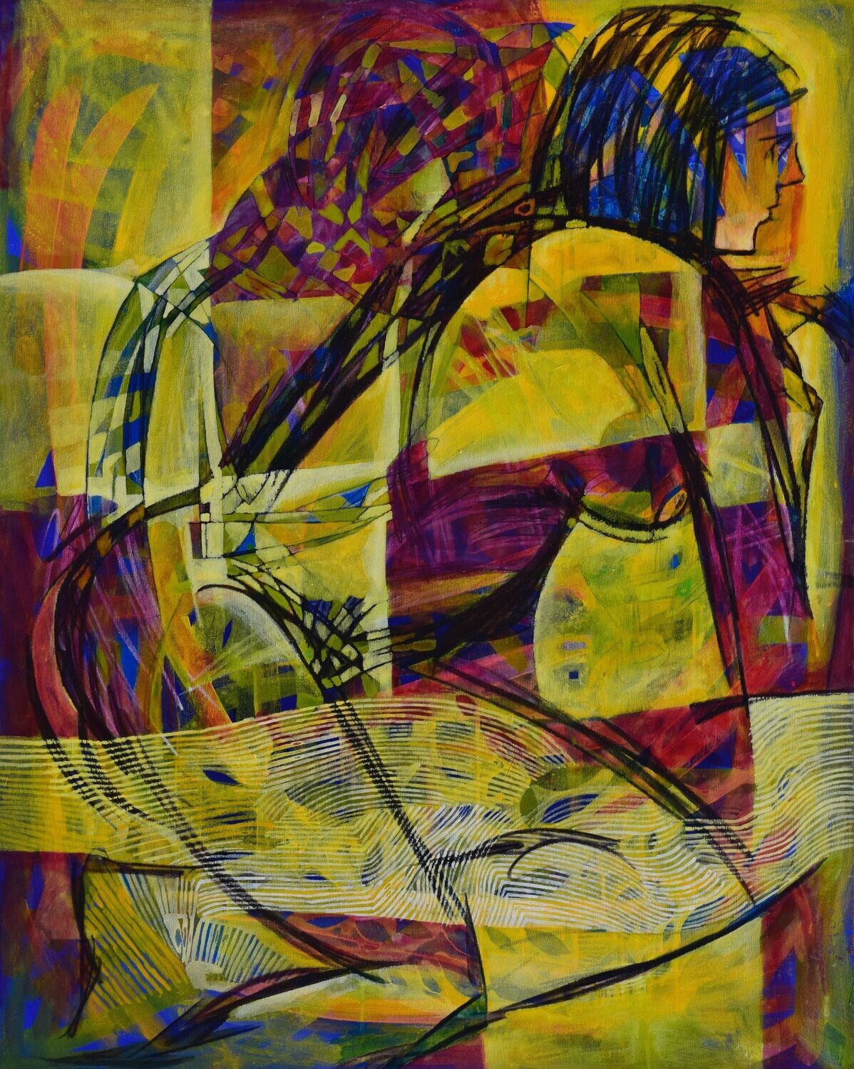 Collage, original / print on handmade paper with acrylic on canvas / original signature of the artist on the back of the work  // Size : ca. 47 x 61 x 4 cm