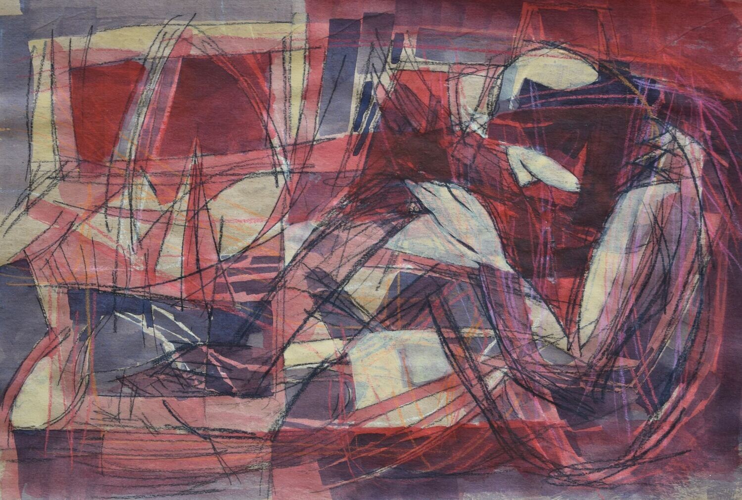 Collage, original / print on handmade paper with acrylic on canvas / original signature of the artist on the back of the work  // Size : ca. 47 x 61 x 4 cm