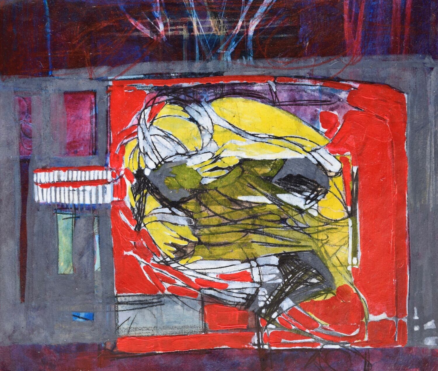 Collage, original / print on handmade paper with acrylic on canvas / original signature of the artist on the back of the work  // Size : ca. 47 x 61 x 4 cm
