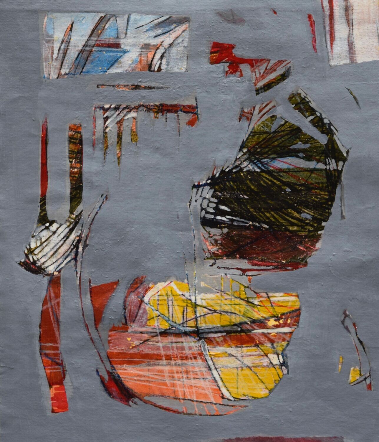 Collage, original / print on handmade paper with acrylic on canvas / original signature of the artist on the back of the work  // Size : ca. 47 x 61 x 4 cm