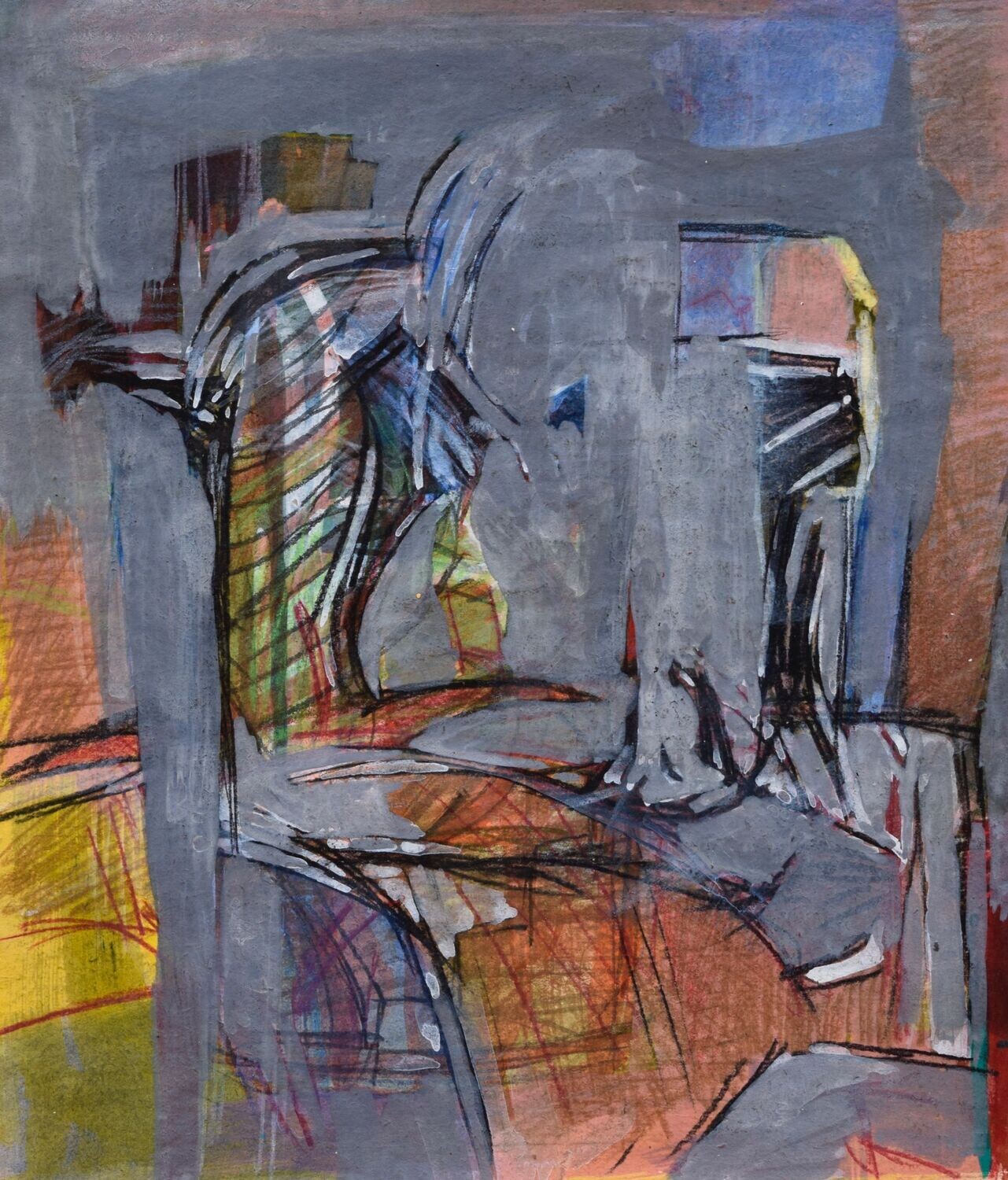Collage, original / print on handmade paper with acrylic on canvas / original signature of the artist on the back of the work  // Size : ca. 47 x 61 x 4 cm
