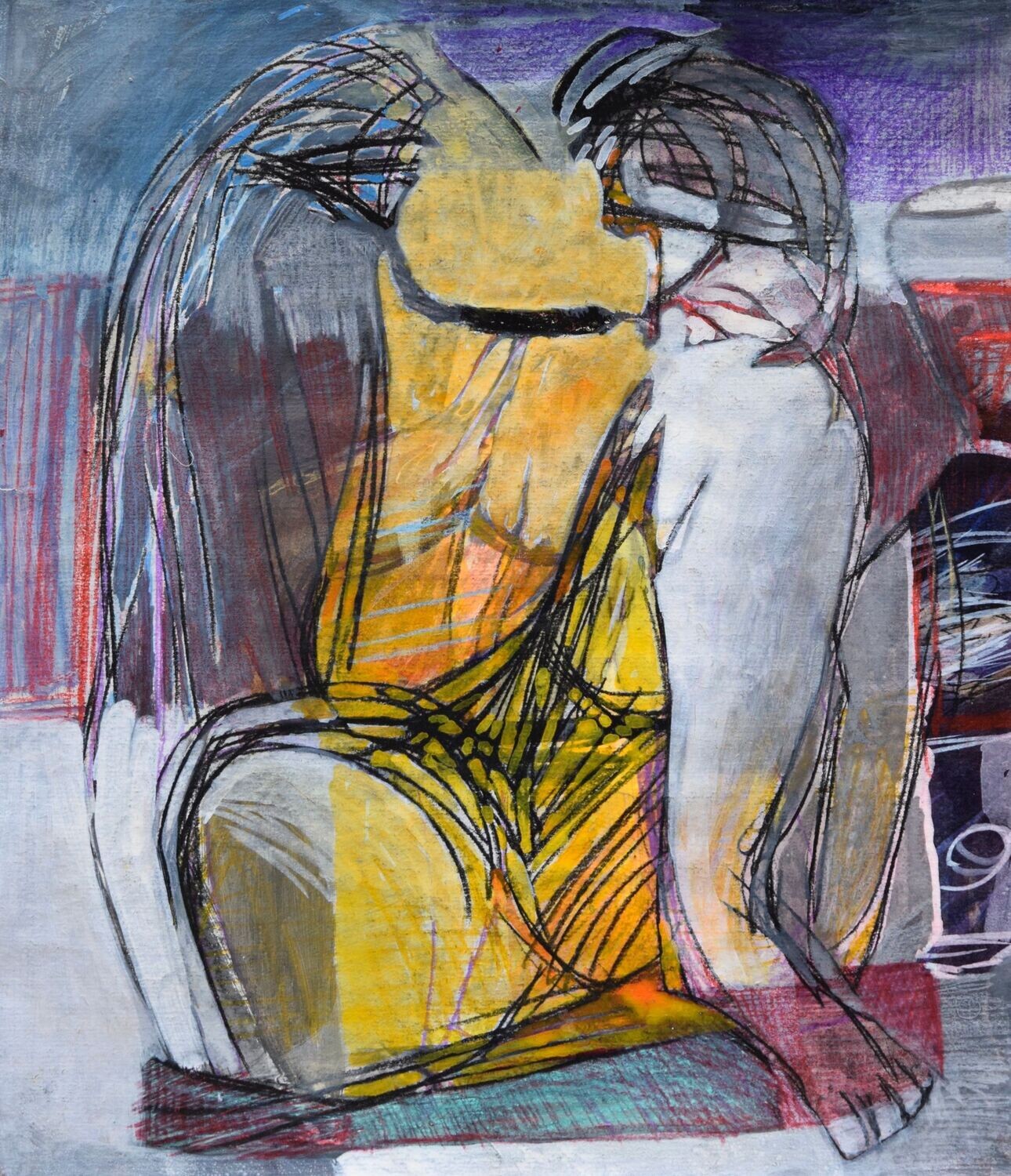 Collage, original / print on handmade paper with acrylic on canvas / original signature of the artist on the back of the work  // Size : ca. 47 x 61 x 4 cm2186
