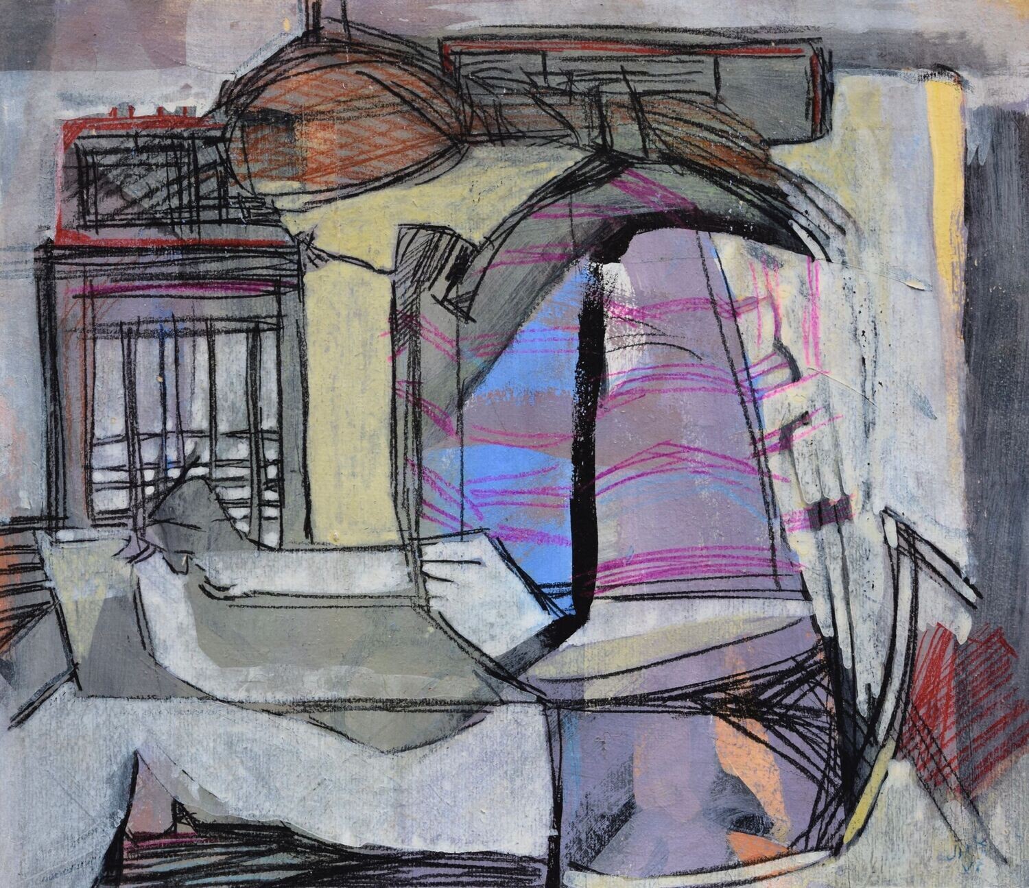 Collage, original / print on handmade paper with acrylic on canvas / original signature of the artist on the back of the work  // Size : ca. 47 x 61 x 4 cm