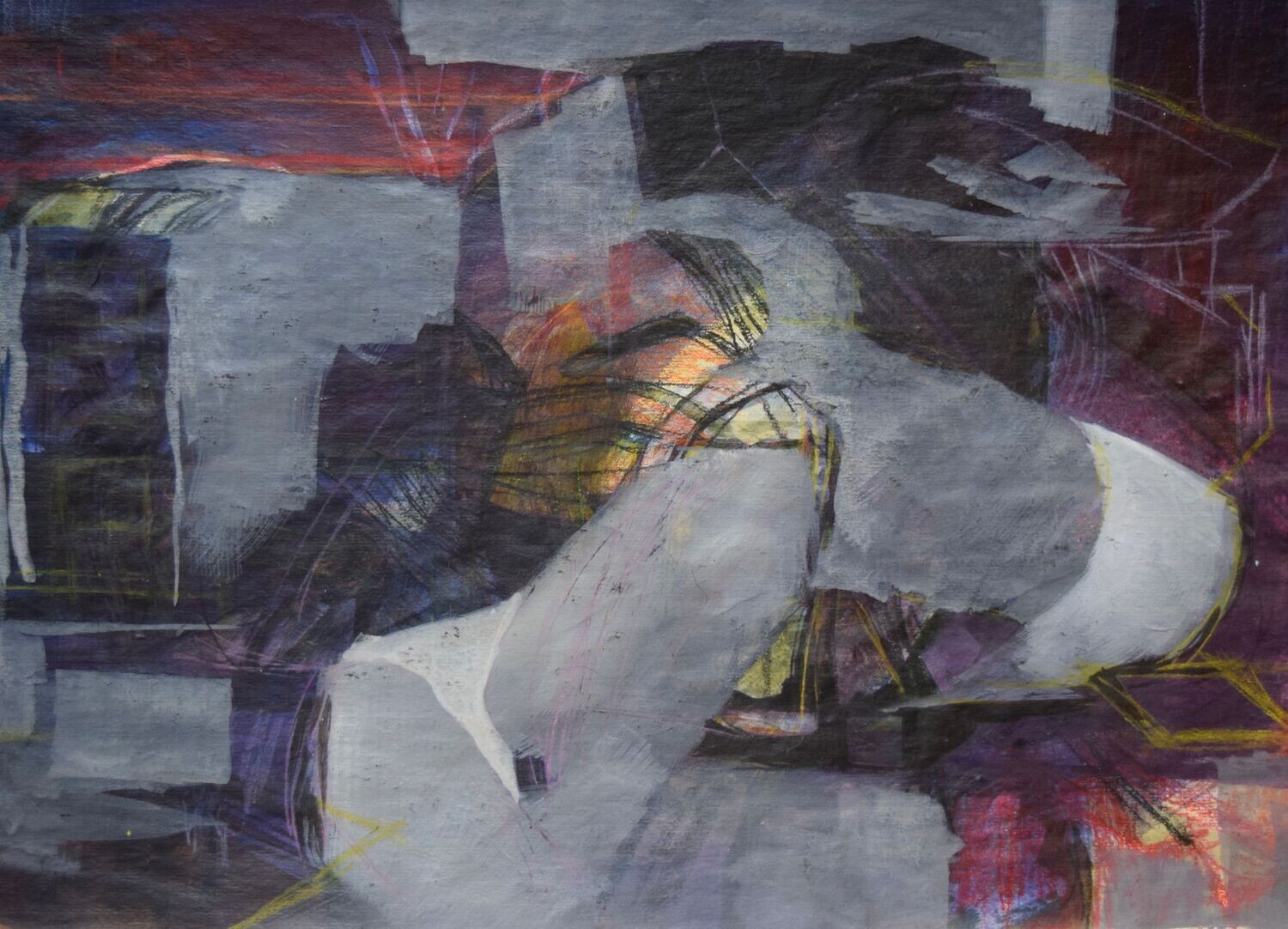 Collage, original / print on handmade paper with acrylic on canvas / original signature of the artist on the back of the work  // Size : ca. 47 x 61 x 4 cm