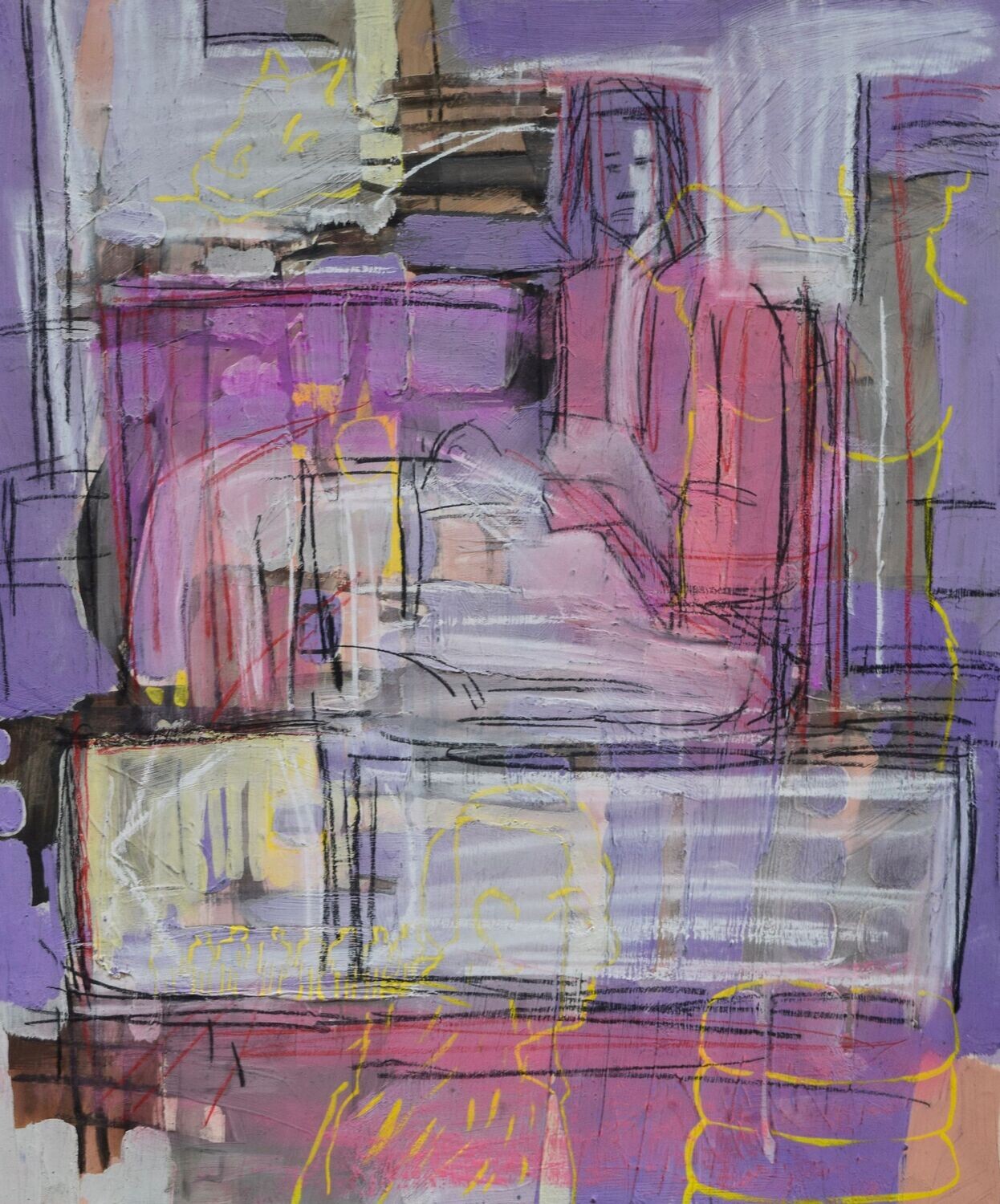 Collage, original / print on handmade paper with acrylic on canvas / original signature of the artist on the back of the work  // Size : ca. 47 x 61 x 4 cm