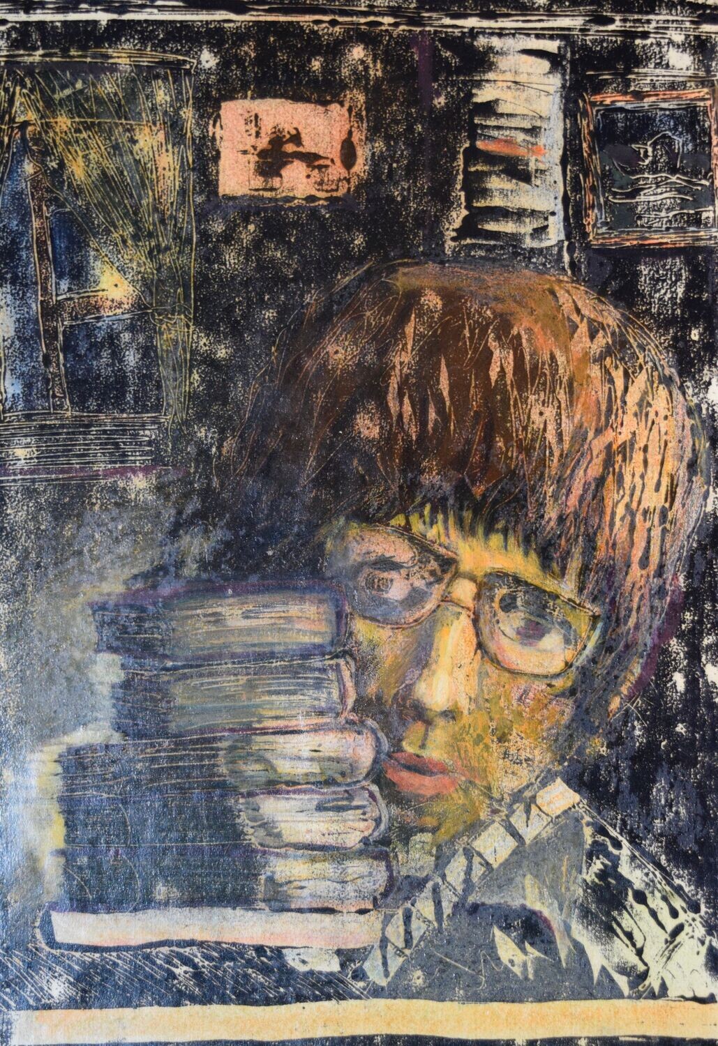 Collage, original / print on handmade paper with acrylic on canvas / original signature of the artist on the back of the work  // Size : ca. 47 x 61 x 4 cm