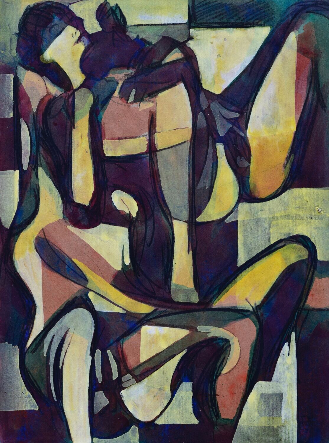 Collage, original / print on handmade paper with acrylic on canvas / original signature of the artist on the back of the work  // Size : ca. 47 x 61 x 4 cm