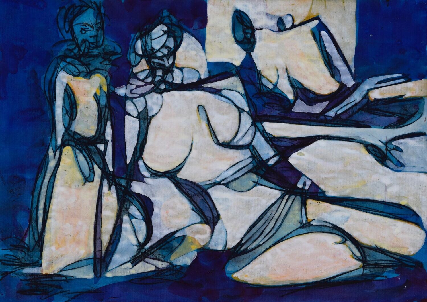 Collage, original / print on handmade paper with acrylic on canvas / original signature of the artist on the back of the work  // Size : ca. 47 x 61 x 4 cm