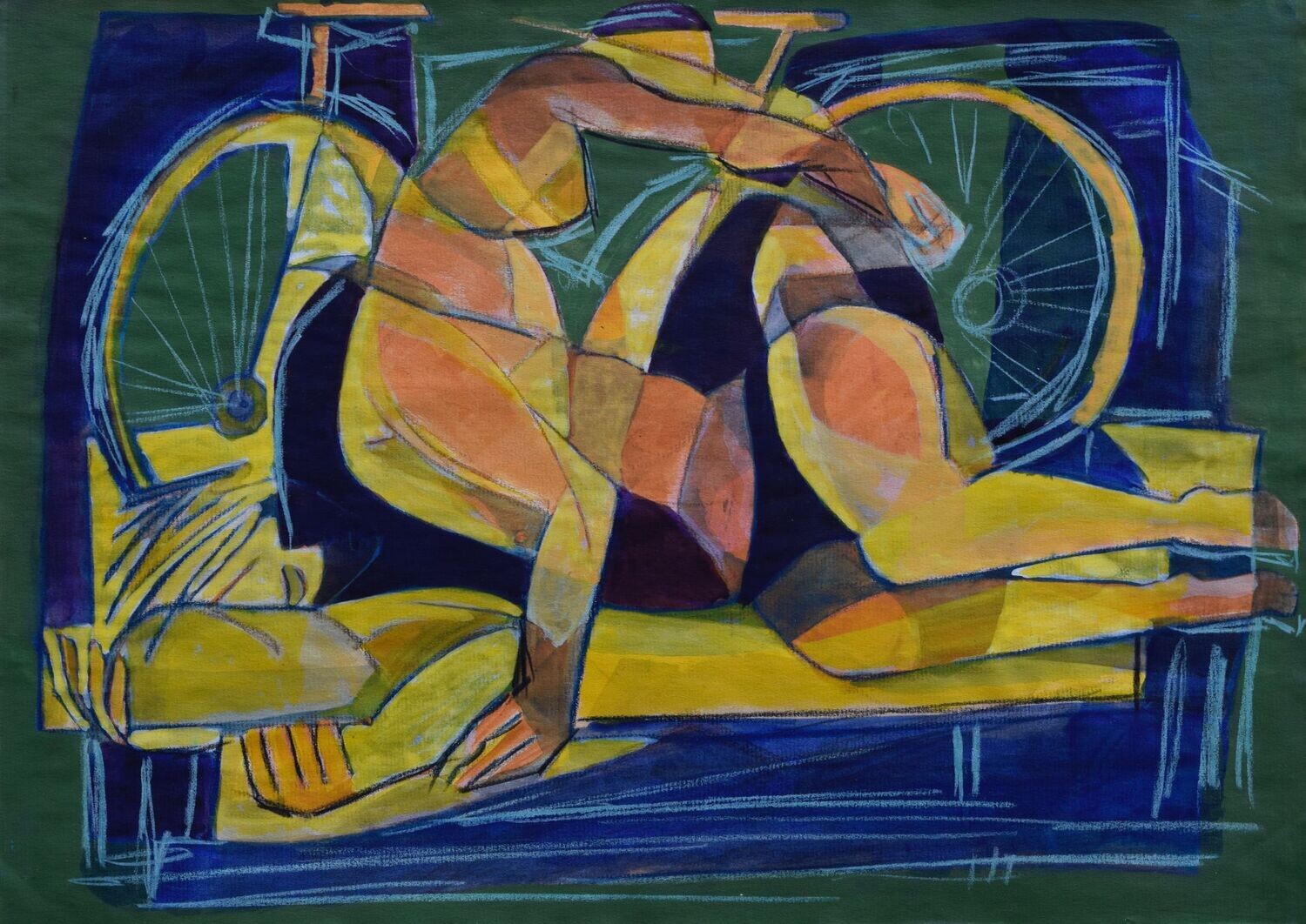Collage, original / print on handmade paper with acrylic on canvas / original signature of the artist on the back of the work  // Size : ca. 47 x 61 x 4 cm