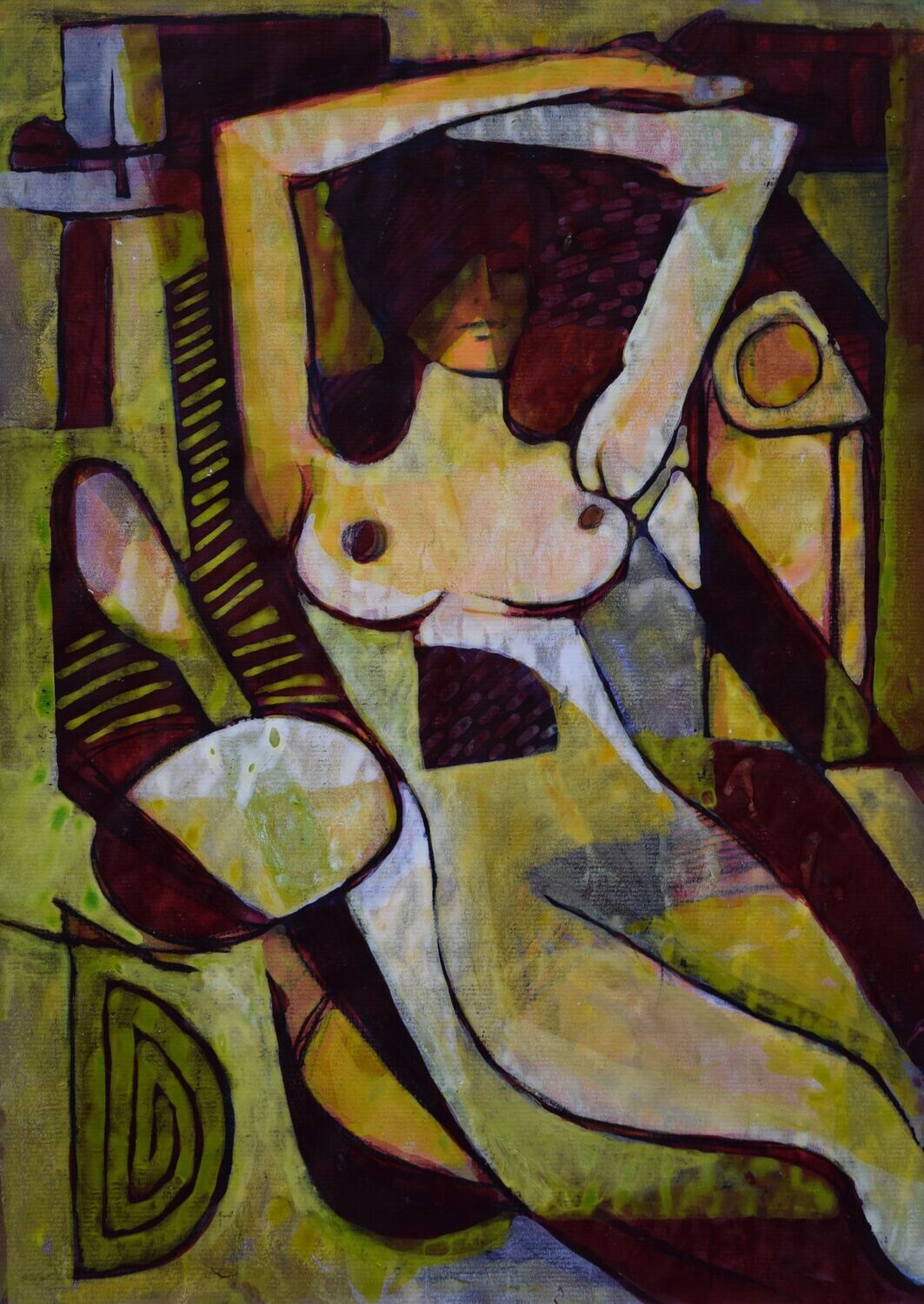 Collage, original / print on handmade paper with acrylic on canvas / original signature of the artist on the back of the work  // Size : ca. 47 x 61 x 4 cm