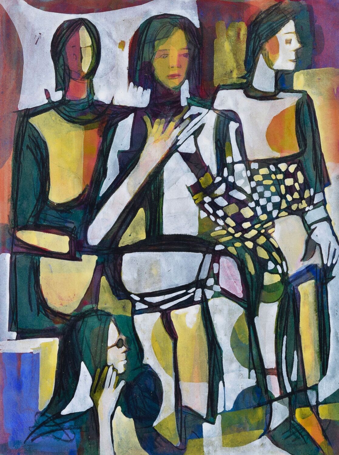 Collage, original / print on handmade paper with acrylic on canvas / original signature of the artist on the back of the work  // Size : ca. 47 x 61 x 4 cm
