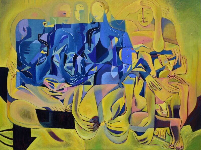 Collage, original / print on handmade paper with acrylic on canvas / original signature of the artist on the back of the work // Size : ca. 47 x 61 x 4 cm Collage, original / print on handmade paper with acrylic on canvas / original signature of the artist on the back of the work // Size : ca. 47 x 61 x 4 cm