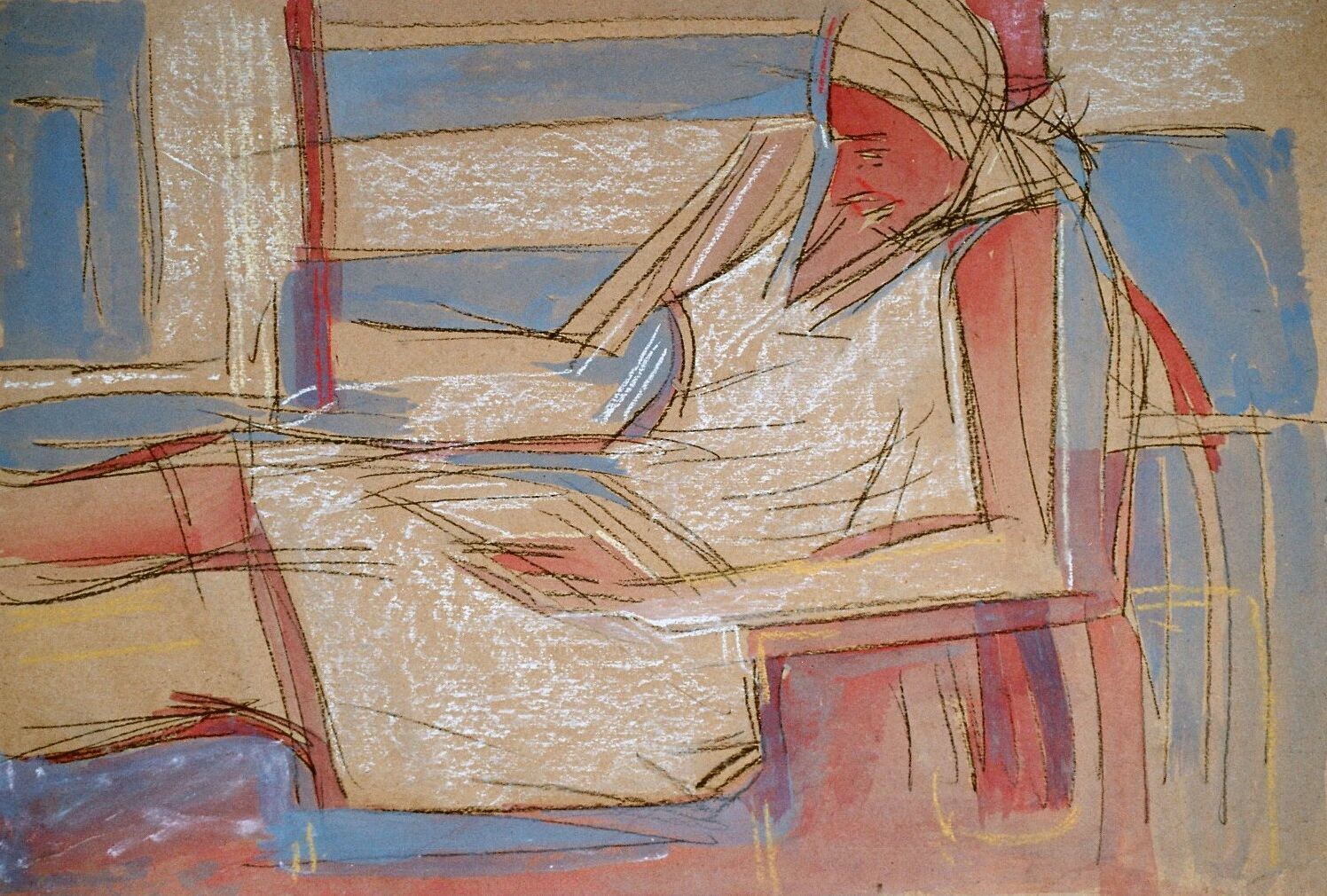 Collage, original / print on handmade paper with acrylic on canvas / original signature of the artist on the back of the work  // Size : ca. 47 x 61 x 4 cm