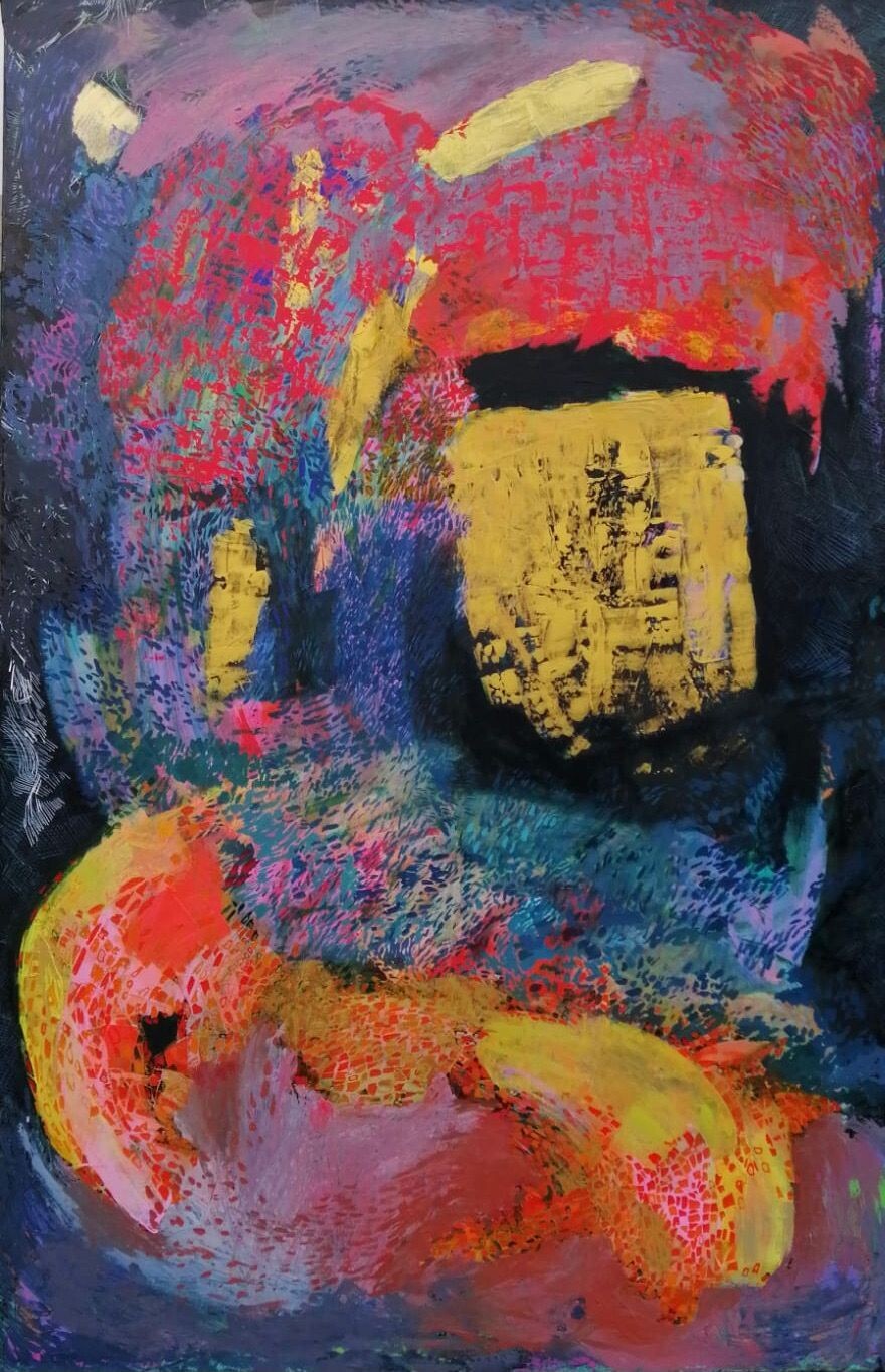 Collage, original / print on handmade paper with acrylic on canvas / original signature of the artist on the back of the work  // Size : ca. 47 x 61 x 4 cm