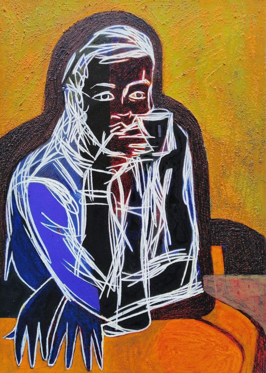 Museumsinsel /Acryilc & Pigment   on   the canvas.  // Size: ca.. 50 x 70 x 2 cm