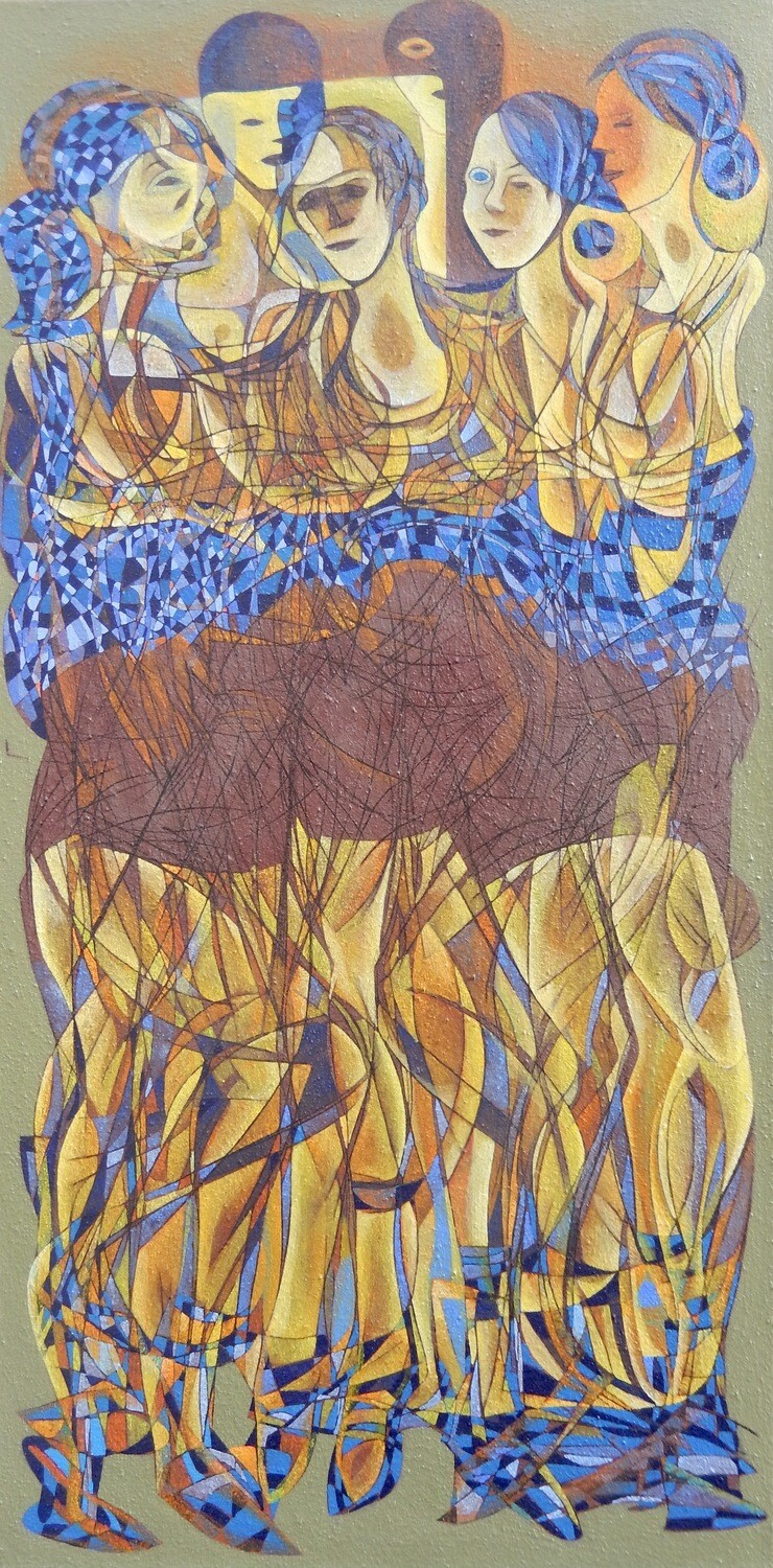 Collage, original / print on handmade paper with acrylic on canvas / original signature of the artist on the back of the work  // Size : ca. 47 x 61 x 4 cm