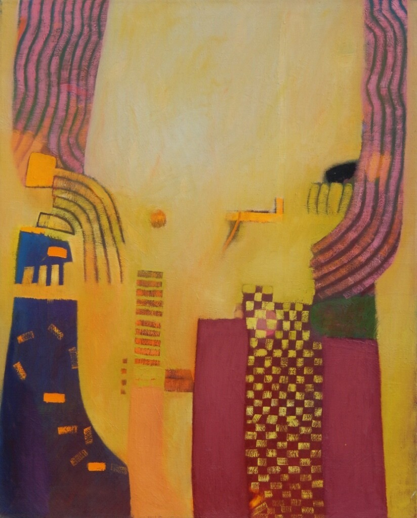 Collage, original / print on handmade paper with acrylic on canvas / original signature of the artist on the back of the work  // Size : ca. 47 x 61 x 4 cm